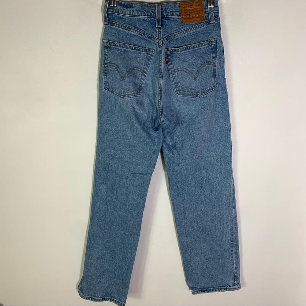 Levi’s Ribcage Straight Jeans Size 24 Distressed Light Wash Ankle Cropped - Picture 6 of 7